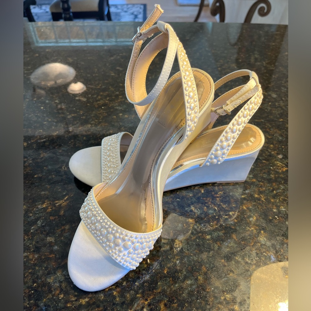 Copper Key Elegant Pearl-Embellished Cream Sandals